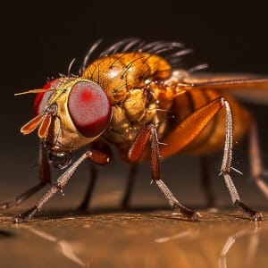 Up close image of a fruit fly